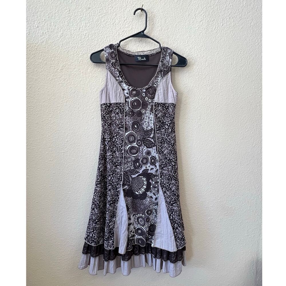 Vintage Y2K brown Bali floral mini dress size XS